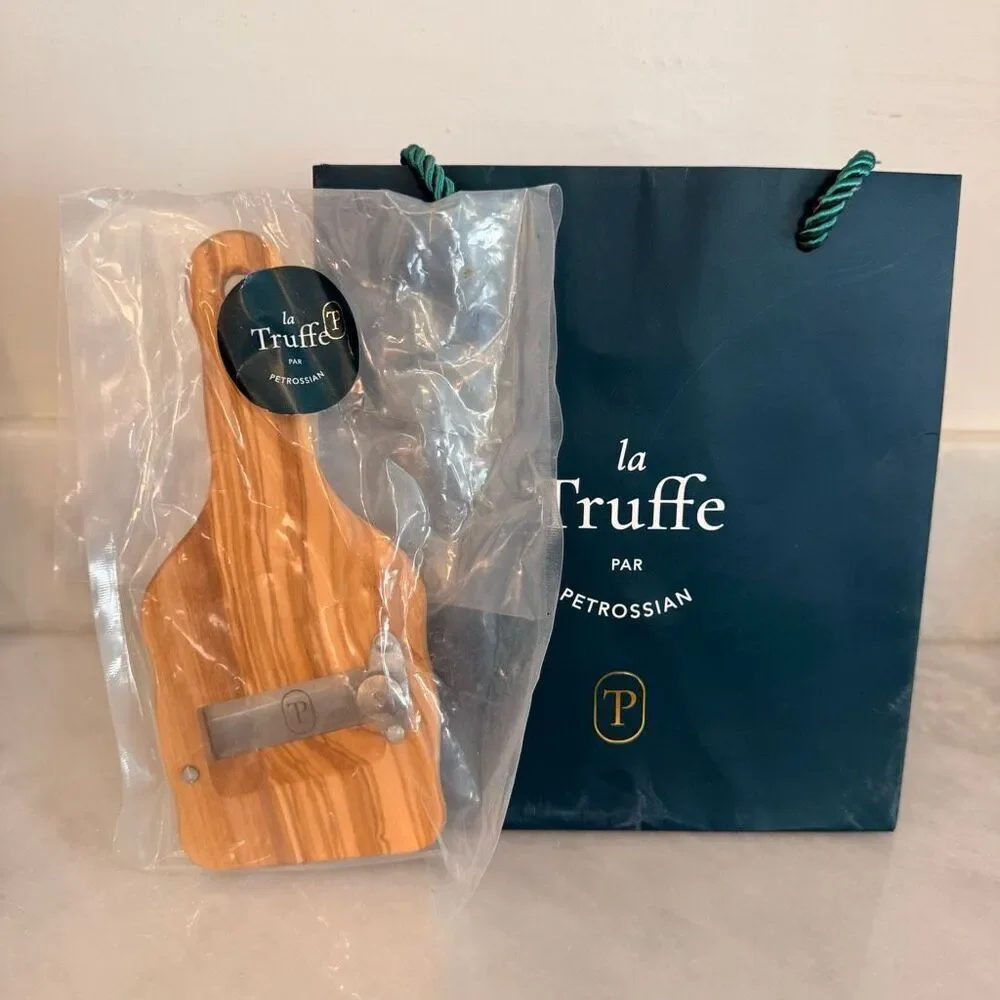 NWT Petrossian La Truffe Wooden Truffle Shaver with Gift Bag Tan OS